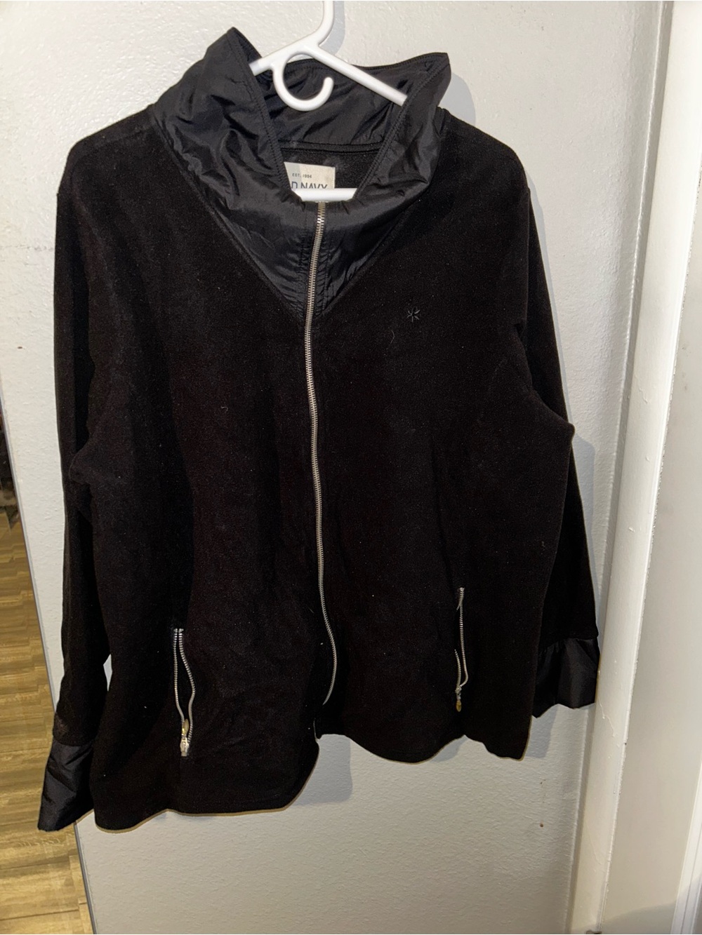 Old Navy Black Zip Hoodie with Silver Hardware